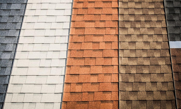 Different colors of architectural shingles.