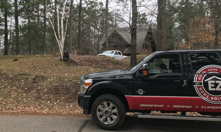 storm-restoration-truck EZ Truck arrives to help restore home with storm damage.
